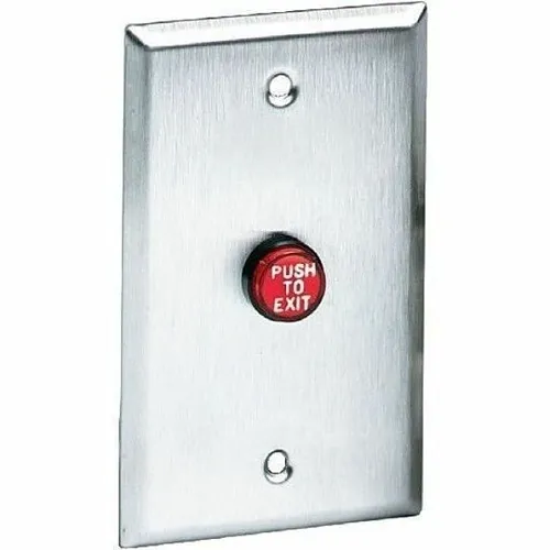Schlage 701RD EX 5/8" Button, "Push to Exit", Red