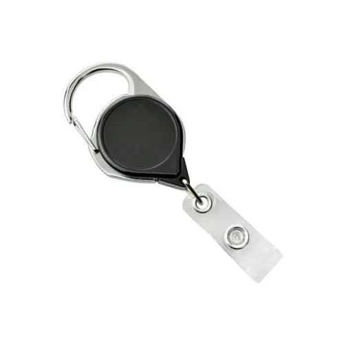 Brady ID 704-CLP-BLK CAT6A Network Cable, Badge Reel, Carabiner Reel Black with Belt