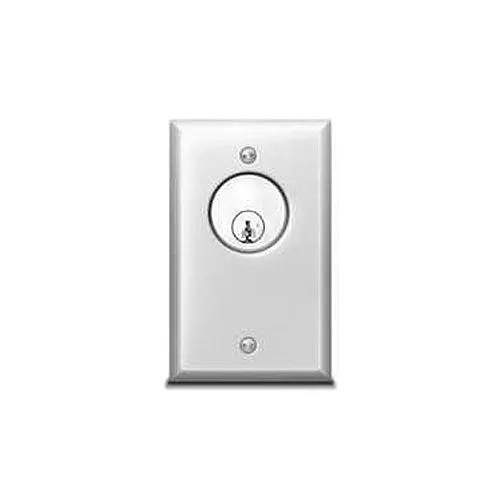SDC 705U 700 Series Single Gang Key Switch, AA (on-off) DPDT, Amp, Vandal Resistant Cylinder Recess, Security Spanner Screws, Dull Stainless
