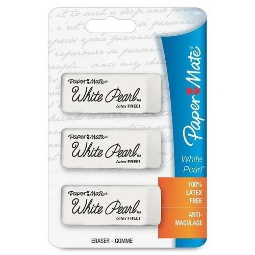 Paper Mate 70624 White Pearl Erasers, 3-Pack