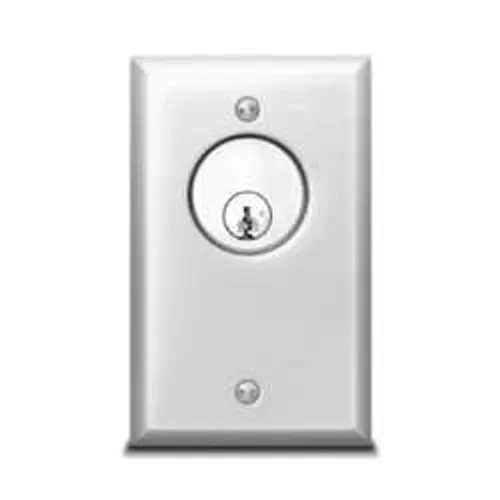 SDC 708RU "DOOR ALARM RESET" and "BYPASS" Key Switch, 1-MO SPDT, 1-AA SPDT, Amp Dull Stainless-Steel Standard
