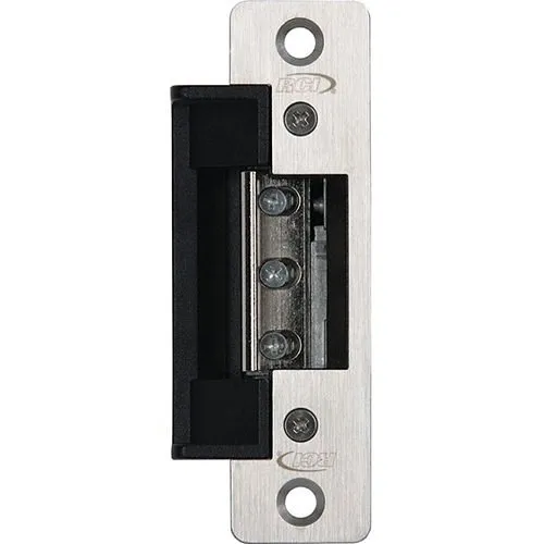 RCI 7104 7 Series Centerline Electric Strike, Fail-Secure, 12VDC, 1-1/4" W x 4-7/8" H (32mm x 124mm), ANSI Radius Corners, Brushed Stainless Steel