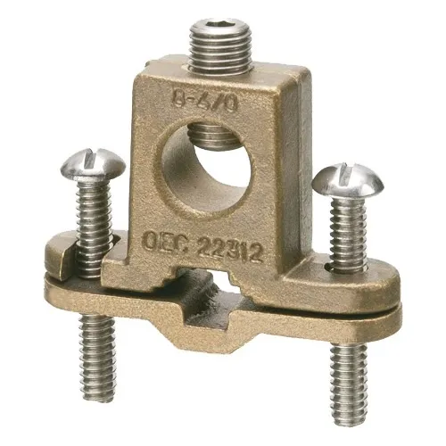 Arlington 718DB Solid Bronze with Stainless Steel Screws, Bare Wire Ground Clamp with Box Style Lug, 3/8" to 1", Bronze