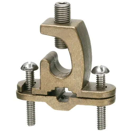 Arlington 719DB Solid Bronze with Stainless Steel Screws, Bare Wire Ground Clamp with Lay-In Lug, 3/8" to 1", Bronze