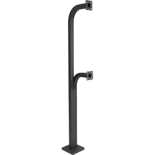 Pedestal Pro 72-9C-D Black Steel Dual Height Gooseneck Pedestal, 72" and 42", Pad Mount