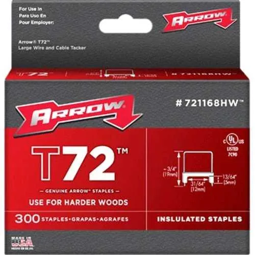 Arrow 721168HW T72 Genuine UL Insulated Staples 13/64" by 31/64" Staples, 300-Pack