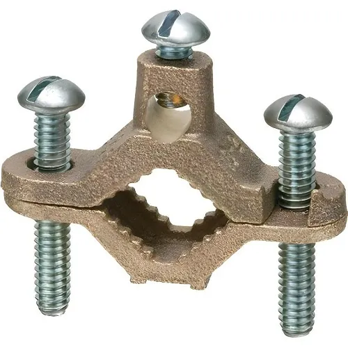 Arlington 722B Solid Brass with Galvanized Steel Screws, Bare Wire Ground Clamp, 2-1/2" to 4", #10 to #2