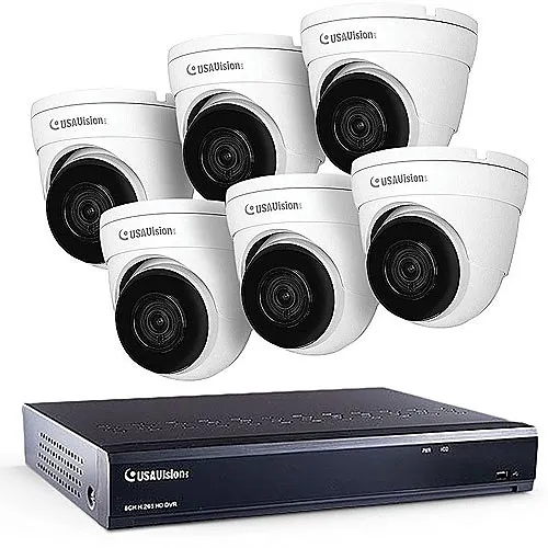 GeoVision UA-XVL810CR200-2TB Bundle Kit, (1) UA-XVL810 USAVision 8-Channel NVR, 2TB HDD (6) UA-CR200F2 2MP Turret Cameras, White