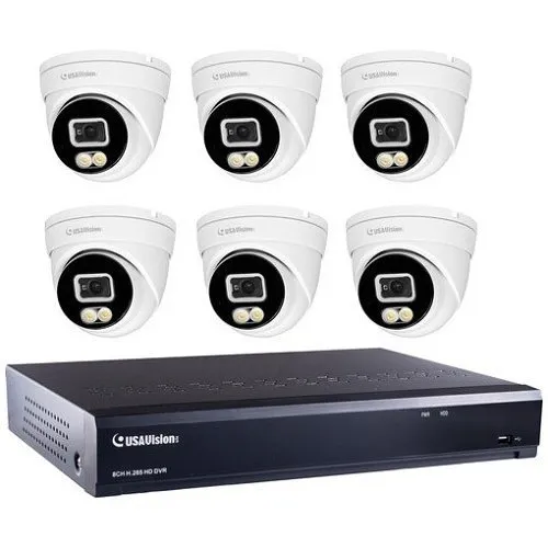 GeoVision UA-XVR810CR550-2TB Bundle Kit (1) UA-XVL810 USAVision 8-Channel NVR, 2TB HDD (6) GU-CR550F2 5MP Turret Cameras, White
