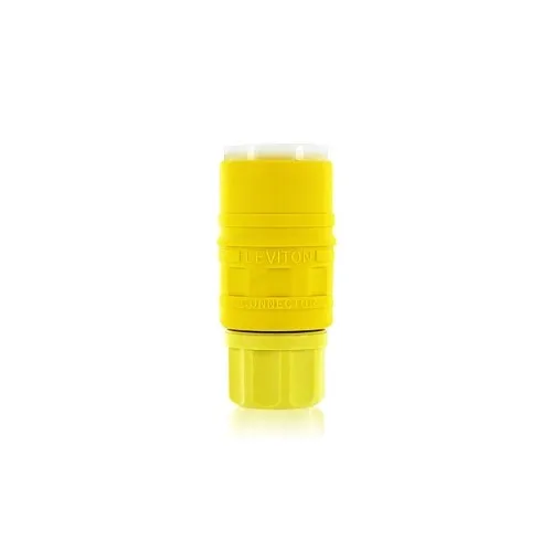 Leviton 74W07-C Weatherproof Locking Connector, Non-NEMA, 15A 125V, Yellow