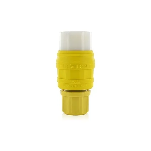Leviton 76W48-C Weatherproof Locking Connector L6-2020A 250V, Yellow