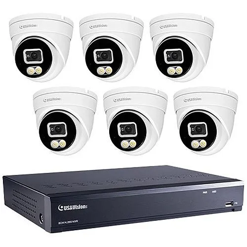 GeoVision UA-SNVRL810R580-2TB Bundle Kit (1) UA-SNVRL810-P USAVision 8-Channel NVR, 2TB HDD, Black (6) GV-R580 5MP Turret Camera, White