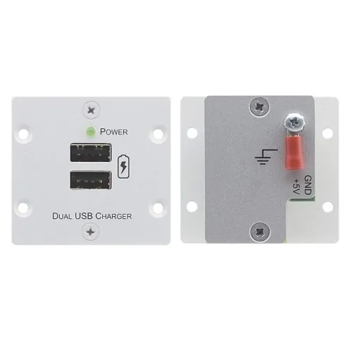 Kramer W-2UCG Wall Plate Insert Double USB Charger, Gray