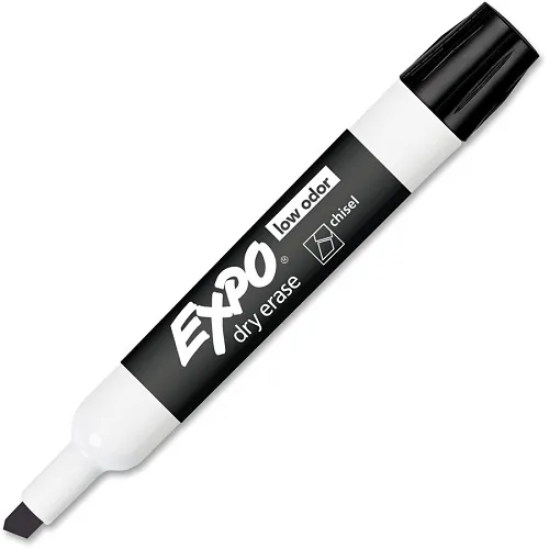 Expo 80001 Low Odor Dry Erase Markers, Chisel Tip, Black, 12-Pack