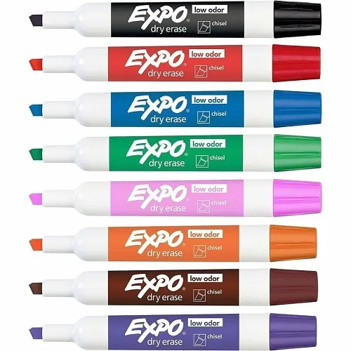 Expo 80078 Low Odor Dry Erase Markers, Chisel Tip, Assorted Colors, 8-Pack