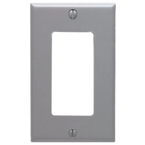 Leviton 80401-GY 1-Gang Decora/GFCI Device Decora Wall Plate/Faceplate, Standard Size, Thermoset, Device Mount, Gray