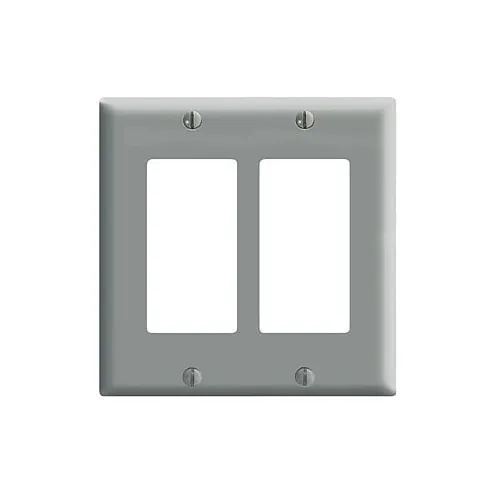 Leviton 80409-0GY 2-Gang Decora/GFCI Device Wallplate/Standard Size, Thermoset, Gray