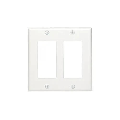 Leviton 80409-NW Decora 2-Gang GFCI Device Wallplate, White
