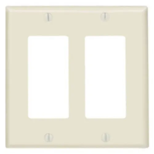 Leviton 80409-T Leviton 80409-E 2-Gang Decora/GFCI Device Decora Wall Plate/Faceplate, Standard Size, Thermoset, Device Mount Light Almond