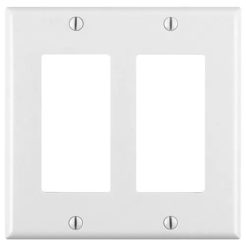 Leviton 80409-W 2-Gang Decora/GFCI Device Decora Wall Plate/Faceplate, Standard Size, Thermoset, Device Mount White