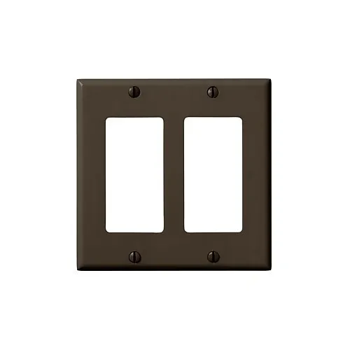 Leviton 80409-000 2-Gang Decora/GFCI Device Wallplate, Standard Size, Thermoset, Brown