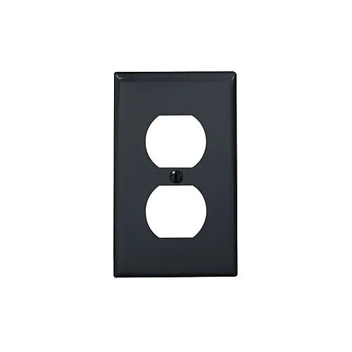 Leviton 80703-E 1-Gang Duplex Outlet/Receptacle Wallplate, Standard Size, Thermoplastic Nylon, Black