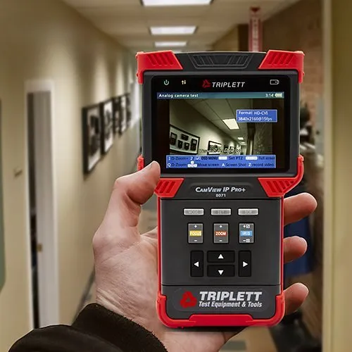 Triplett 8071 Camview IP Pro+ IP and Analog Security Camera Tester. H.265, AHD 2.0, HD-TVI 3.0, HD-CVI 3.0, and NTSC/PAL