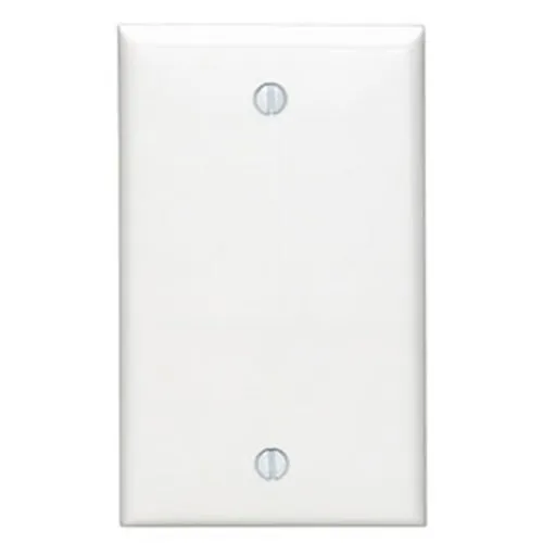 Leviton 80714-W 1-Gang No Device Blank Wall Plate, Standard Size, Thermoplastic Nylon, Box Mount, White