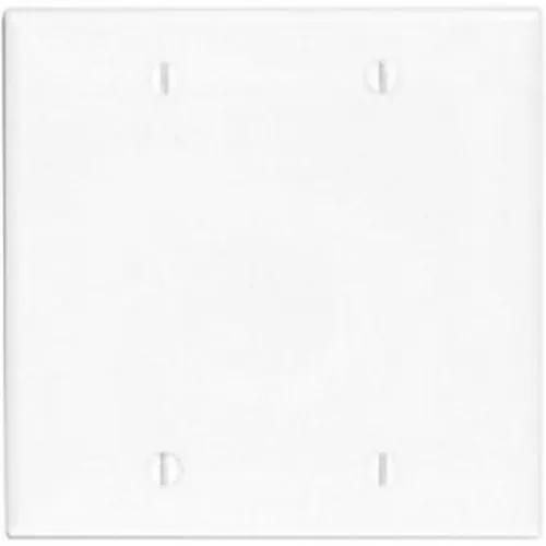 Leviton 80725-W 2-Gang No Device Blank Wall Plate, Standard Size, Thermoplastic Nylon, Box Mount, White