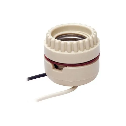 Leviton 8101 Medium Base, Keyless, Incandescent, Unglazed Porcelain Lampholder, Ring-Type, Single Circuit, Back Wired, Slot Lock Prevents Rotation, 2-Piece, White