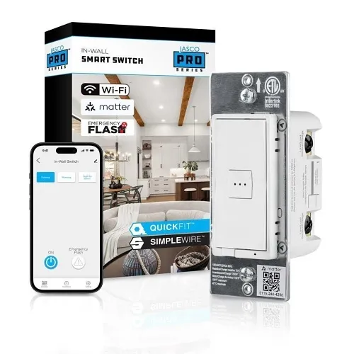 Jasco 81915 In-Wall Matter-Enabled Wi-Fi Smart Emergency Flash Switch