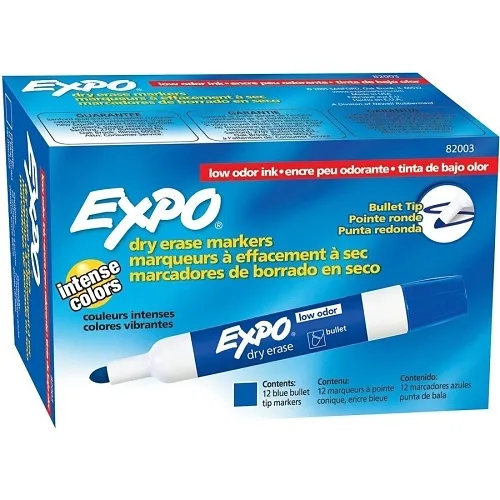 Expo 82003 Low Odor Dry Erase Markers, Bullet Tip, Blue, 12-Pack