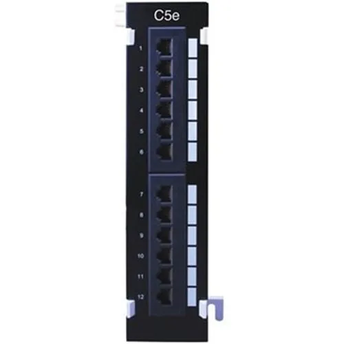 Vanco 820572 12-Port CAT5e Mini Patch Panel, Black