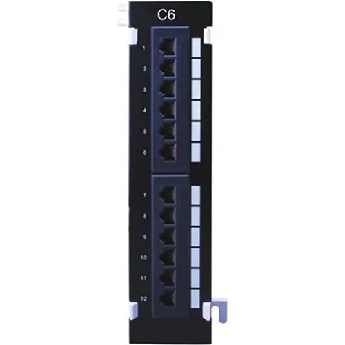 Vanco 820672 12-Port CAT6 Mini Patch Panel, Black