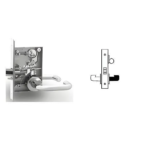 SARGENT 8270-24V-LNJ-26D Field Reversible and Fail Safe Electric Mortise Lock, 24V, LA Keyway, LN Rose, J-Lever, Satin Chrome