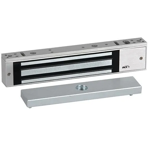 RCI 8371 Surface Single MiniMag Electromagnetic Lock, Door Status Sensor Outswing Doors, 750 lb, Brushed Anodized Aluminum