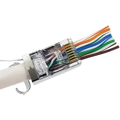 IDEAL 85-368 CAT6A, CAT6, CAT5e Shielded Feed-Thru RJ-45 for 0.048" Max. Conductors, 25-Card