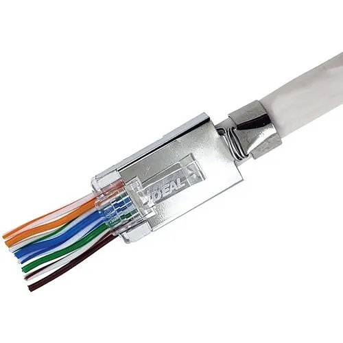 IDEAL 85-368 CAT6A, CAT6, CAT5e Shielded Feed-Thru RJ-45 for 0.048" Max. Conductors, 25-Card