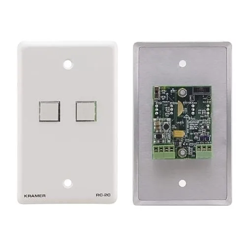 Kramer RC-2C/US(W) 2-Button Control Keypad, US-Size RC-2C, PSU and Power Cord, Label Set, White