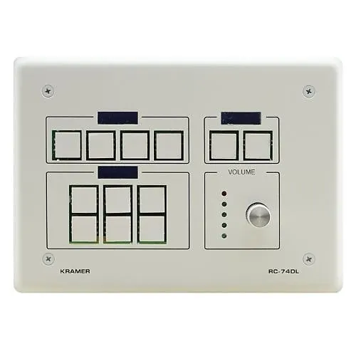 Kramer RC–74DL(W) 12-Button Ethernet and KNET Control Keypad with Knob and Displays, US, White