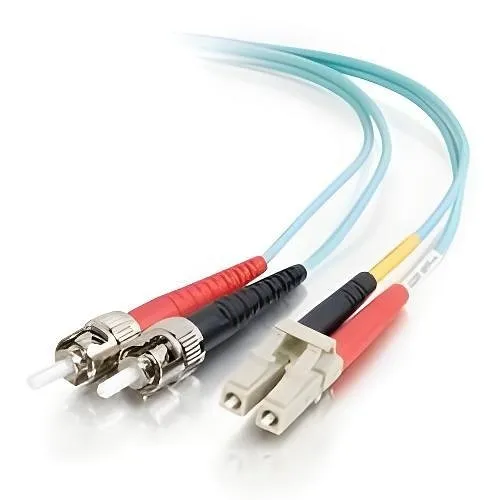 Quiktron 852-L22-003 OM3 Duplex Multimode Fiber Optic Cable, LC/ST, 10 GB, 50 Micrometer Fiber, 3', Aqua