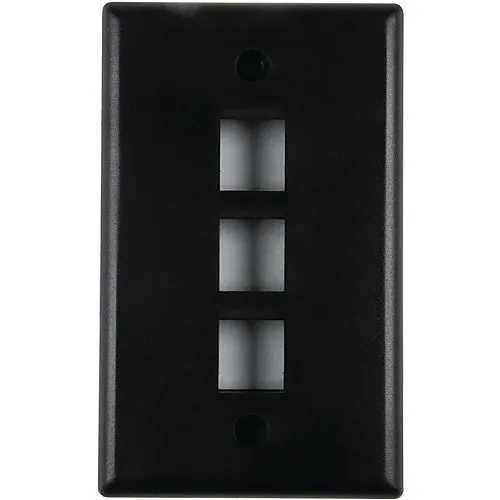 HellermannTyton 854-39321 3-Port Single-Gang Faceplate, Black