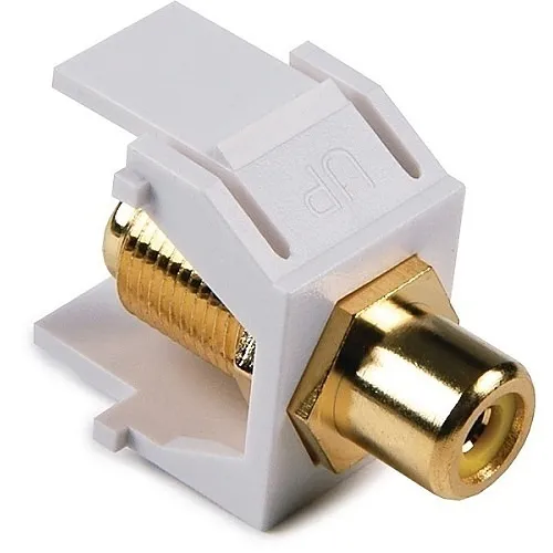 HellermannTyton RCAFINSERT RCA Coupler Module with Yellow Stripe, White