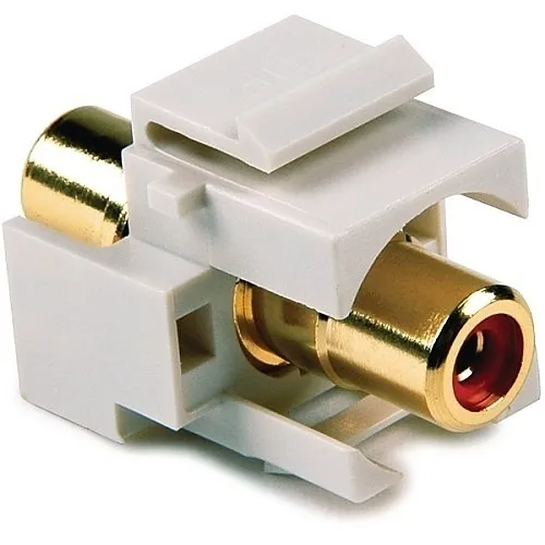 HellermannTyton RCAINSERT RCA Coupler Module with Red Stripe, White