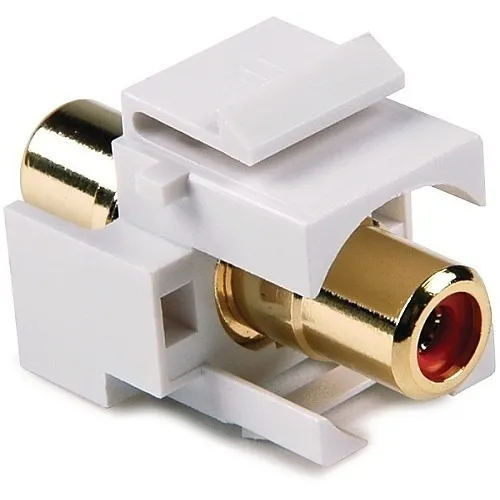 HellermannTyton 854-44261 RCA Coupler Module with Red Stripe, White