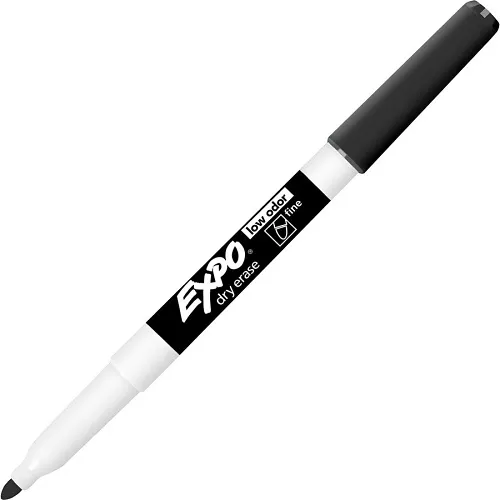 Expo 86001 Low Odor Dry Erase Markers, Fine Tip, Black, 12-Pack
