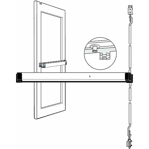 Adams Rite 8611-42 8611 8600 Series Life-Safety 42" Narrow Stile Concealed Vertical Rod Exit Device, Clear Anodized