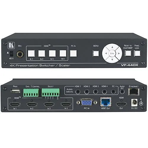 Kramer 87-00002090 VP-440X 18G 4K Presentation Switcher/Scaler with HDBaseT and HDMI Simultaneous Outputs