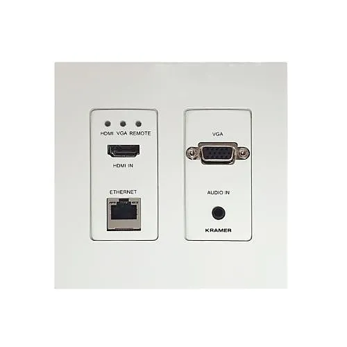 Kramer KIT-401/US-D(W) 4K Auto-Switcher/Scaler Kit over Long-Reach HDBaseT, US-D Size Wall-Plate Frame, White