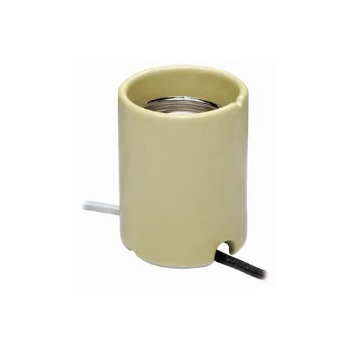 Leviton 8750-1 POS Mogul Base Lampholder, Glazed Porcelain, 14AWG SEW-2 Glass Braid, 12" 1500W 600V, Yellow